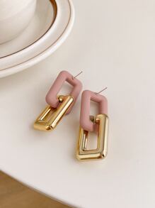 Bông tai thả hai tông màu thiết kế địa lý - Nhiều màu - Xem 2