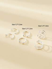 2 piezas Arete con adorno de corazón & 4 piezas Cuff de oreja - Plata antigua - Ver 3