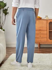 Manfinity RelaxMax 男士褶皺長褲 - 霧霾藍 - 查看 2