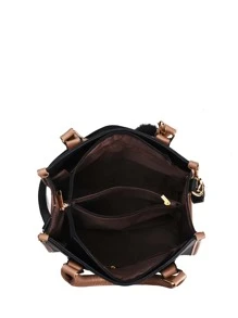 Không thấm nước, nhẹ, kinh doanh bình thường, túi tote cá sấu nổi có thể gập lại với túi quyến rũ dành cho các cô gái tuổi teen Nữ sinh viên đại học, tân binh & nhân viên cổ trắng Hoàn hảo cho văn phòng, đại học, công việc, kinh doanh, đi làm - màu đen - Xem 7