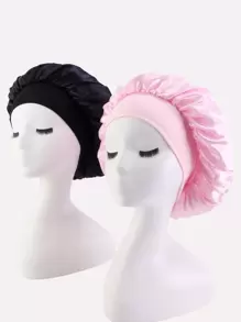 2 piezas de Gorros de seda para protección del cabello, de mujer de varios colores con ribete elástico, para el cuidado diario del cabello