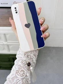 Coque de téléphone à motif cœur avec pendentif pompon, Compatible avec iPhone15/15Plus/15Pro/15Promax