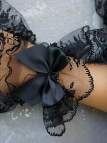 1pc Bow Decor Fake Cuff Elegant For Decoration Halloween Valentine's Day Valentines - Black - View 3