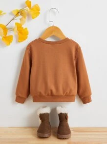 SHEIN Baby Boy Slogan Graphic Sweatshirt - Brown - View 2
