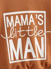 SHEIN Baby Boy Slogan Graphic Sweatshirt - Brown - View 3