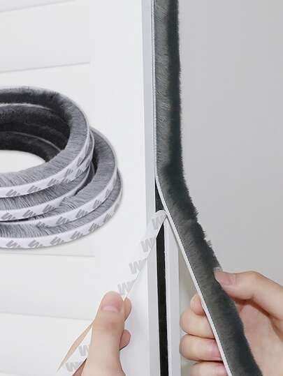 1roll 5m/16.4ft Weather Stripping For Door, Self Adhesive Brush Window Seal Strip For House Windows, Weatherproof, Soundproof, Dust Proof, Back To School Supplies