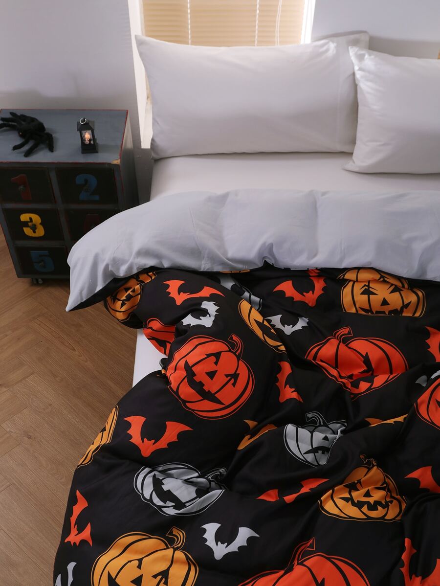 Halloween Pumpkin Pattern Duvet Cover Without Filler - Multicolor - View 1