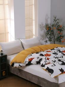 Halloween Pumpkin Pattern Duvet Cover Without Filler - Multicolor - View 1