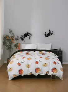 Halloween Pumpkin Pattern Duvet Cover Without Filler - Multicolor - View 1