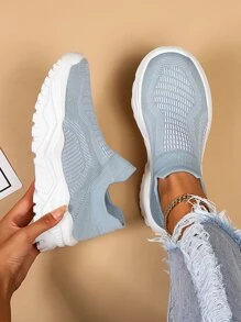 Zapatillas deportivas chunky minimalista sin cordones - Celeste - Ver 1