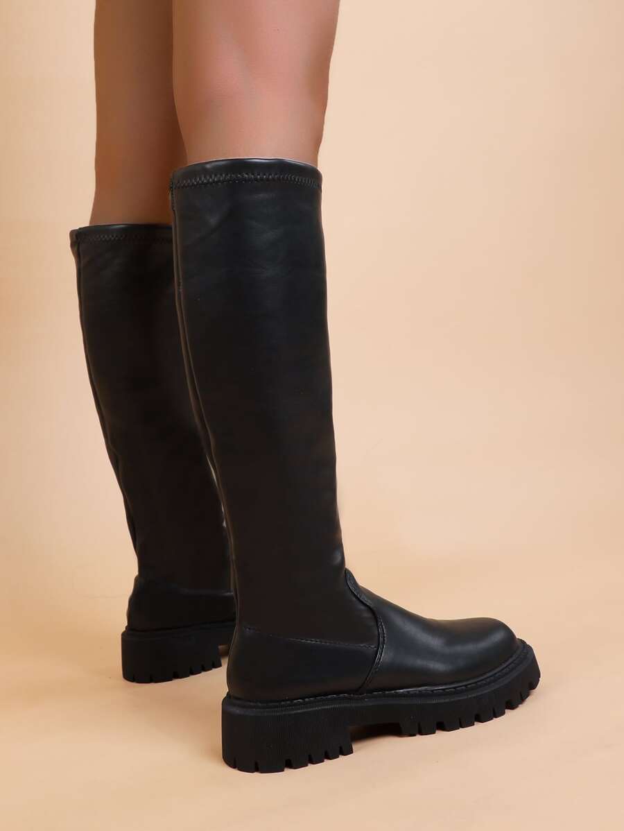 flat combat boots black
