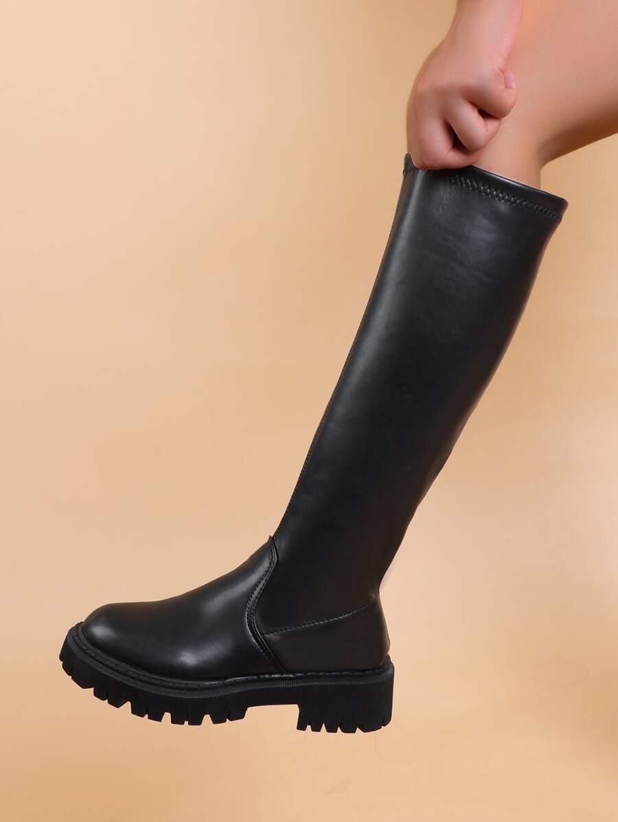 flat combat boots black
