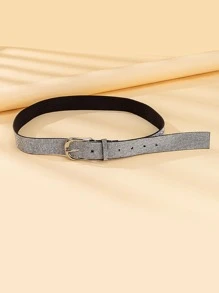 Rhinestone Decor Geometric Buckle Belt - Silver - View 4
