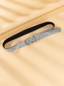 Rhinestone Decor Geometric Buckle Belt - Silver - View 7