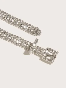 Cinturón Decorado Con Diamantes De Imitación Para Fiesta - Plateado - Ver 4
