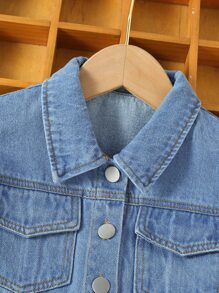 Cô Gái Trẻ Túi có nắp Áo khoác denim & Xếp nếp Quần short - Rửa trung bình - Xem 4