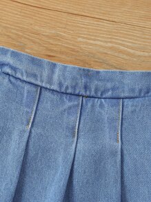 Cô Gái Trẻ Túi có nắp Áo khoác denim & Xếp nếp Quần short - Rửa trung bình - Xem 5