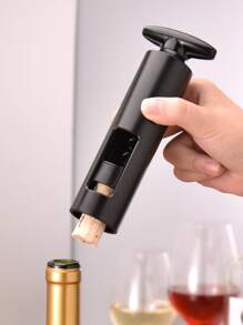 Thao tác đơn giản Quay nút chai rượu vang bằng máy cắt giấy bạc Dụng cụ mở nút chai rượu vang - Dụng cụ mở nút chai rượu vang chất lượng chuyên nghiệp 2 trong 1 mới với máy cắt giấy bạc - Dụng cụ mở chai rượu dễ xoay bằng tay - màu đen - Xem 2