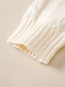 Baby Scallop Trim Cable Knit Cardigan - Beige - View 3