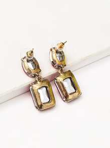 juran Pendientes largos con diamante de imitación rectángulo - Rojo - Ver 2