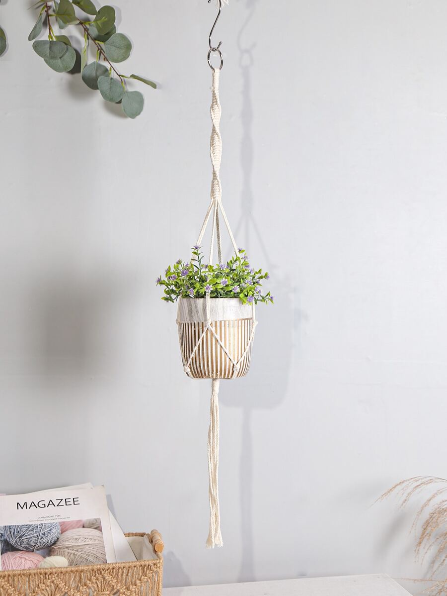 1入組懸掛植物網狀包不附帶鍋 - 米色 - 查看 1