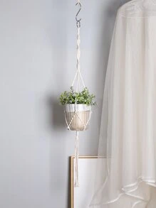 1入組懸掛植物網狀包不附帶鍋 - 米色 - 查看 5