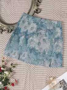 Breezaya Split Zoom Bloemen Jacquard Rok Vakantie Strand Outfits Vrouwen
