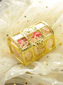 1pc Creative Storage Box, Jewelry Box, Plastic Baking Candy Packaging Box, For Packing Biscuit, Chocolate, Snack, For Wedding, Party - Gold - View 2