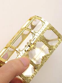 1pc Creative Storage Box, Jewelry Box, Plastic Baking Candy Packaging Box, For Packing Biscuit, Chocolate, Snack, For Wedding, Party - Gold - View 4