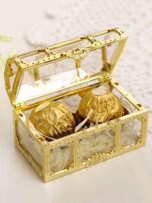 1pc Creative Storage Box, Jewelry Box, Plastic Baking Candy Packaging Box, For Packing Biscuit, Chocolate, Snack, For Wedding, Party - Gold - View 6