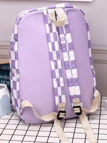 女孩格紋和字母圖案功能背包 - 彩色 - 查看 5