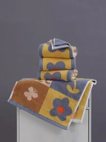 1 pieza Paño de limpieza facial con patrón floral cara moderno de tela para casa - Amarillo - Ver 1