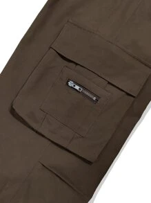 Manfinity Roghcode Men Drawstring Waist Cargo Pants - Coffee Brown - View 9