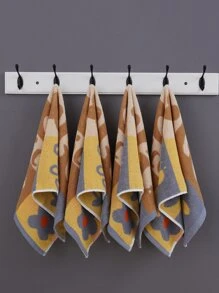 1 pieza Paño de limpieza facial con patrón floral cara moderno de tela para casa - Amarillo - Ver 5