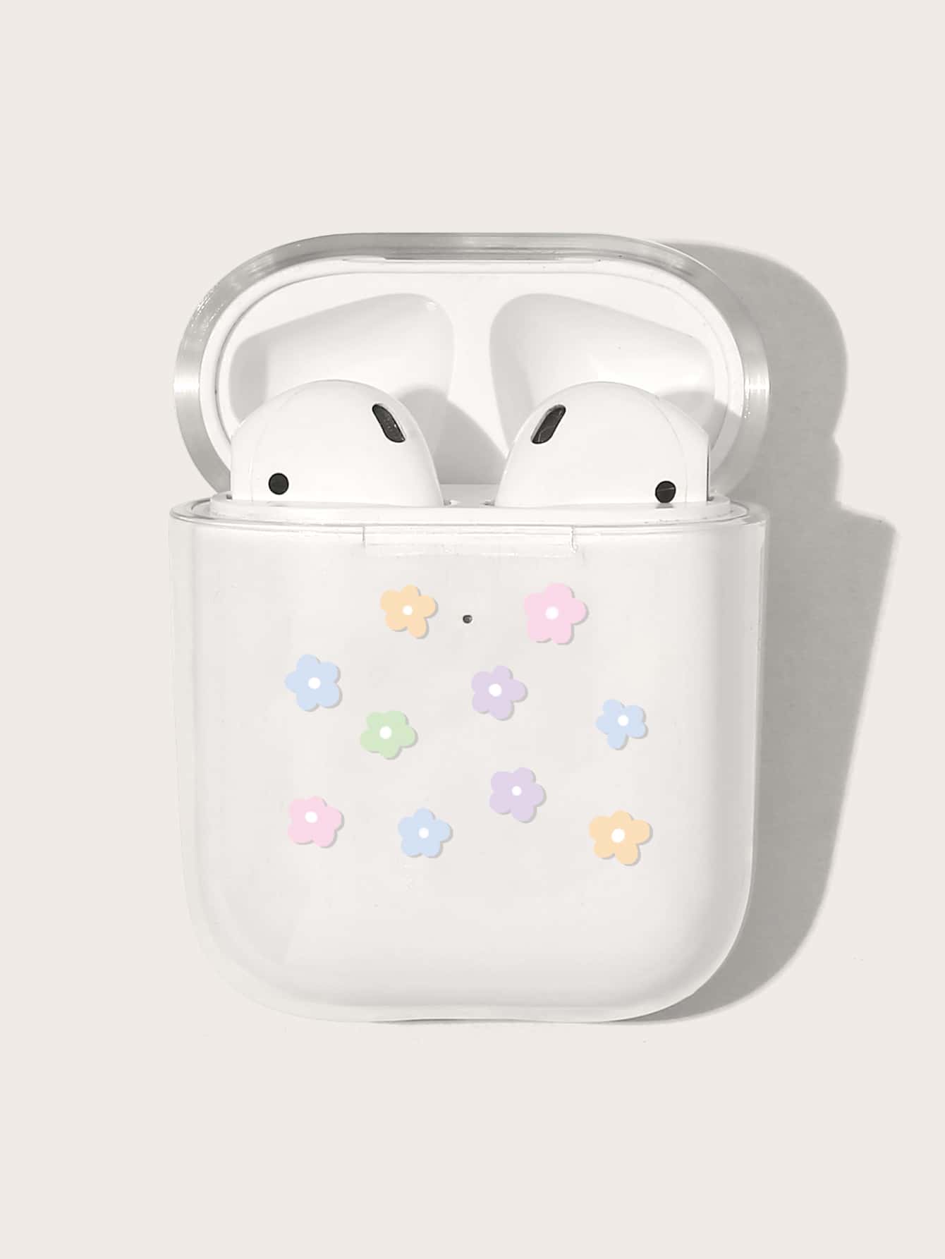 Hộp đựng tai nghe hình hoa tương thích với AirPods - Trong sáng - Xem 1