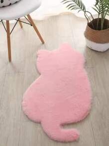 貓形毛茸茸地毯 - 粉色 - 查看 2