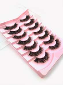 Homaylash Full Hàng Mi Giả 7 Đôi Giả Chồn Hàng Mi Volumized Lông Mi Giả Tặng Cho Nữ & Bé Gái - màu đen - Xem 5