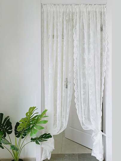 ستارة باب مطرز بزهر دانتيل قطعة واحدة