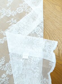 1入組花朵刺繡蕾絲門簾 - 白色 - 查看 5