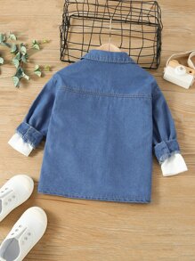 小男童翻蓋口袋牛仔襯衫不帶T恤