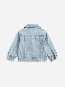 Kurtki i płaszcze dżinsowe dla małych chłopców Kieszeń Podarte Prosty Casual - Jasny jeans - Zobacz 2