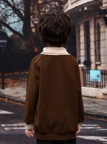 Niñitos 1 pieza Sudadera de cuello tortuga de manga raglán - Café integral - Ver 2