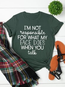 SHEIN LUNE Camiseta con estampado de slogan