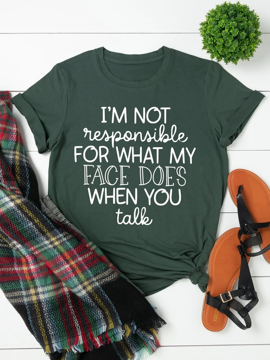 SHEIN LUNE Camiseta con estampado de slogan