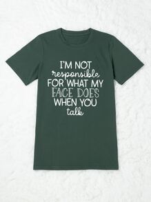 SHEIN LUNE Camiseta con estampado de slogan