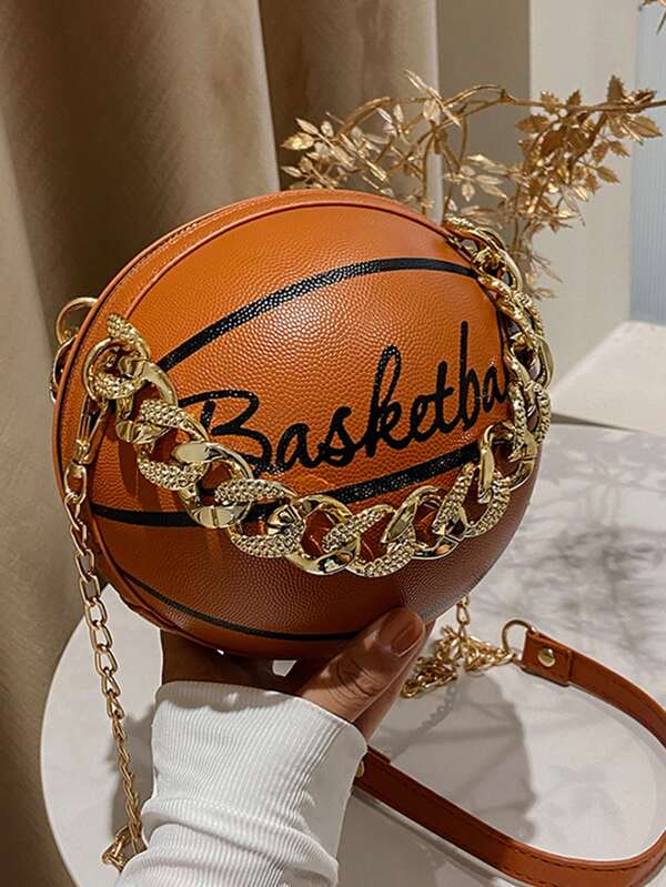 Lightweight,Business Casual Mini Basketball Design Chain Circle Bag For Teen Girls Women College Students,Rookies & White-collar Workers Perfect for Office,College,Work ,Business,Commute,Outdoors, Travel, Outings