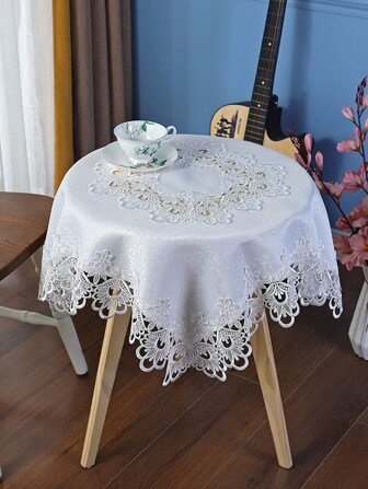 Guipure Lace Trim Tablecloth