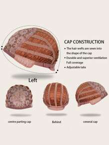 Peluca sintética largo rizado con tupe - Naranja Coral - Ver 7