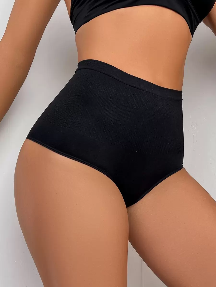 Women's Casual Comfy High Stretch Black High Waisted Briefs - Black - View 1