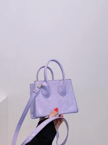 Bolso de mano multifuncional de mujer de mini tamaño, de poliuretano con efecto láser, para usar en el hombro, cruzado y de mano - Morado - Ver 1